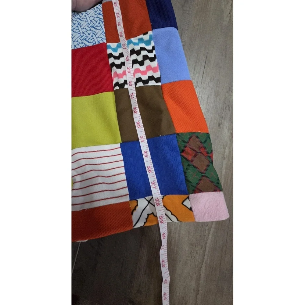 Handmade Vintage 70s Multi Color Quilt Skirt (27" Waist x39" Long) Boho Designer - Picture 3 of 9